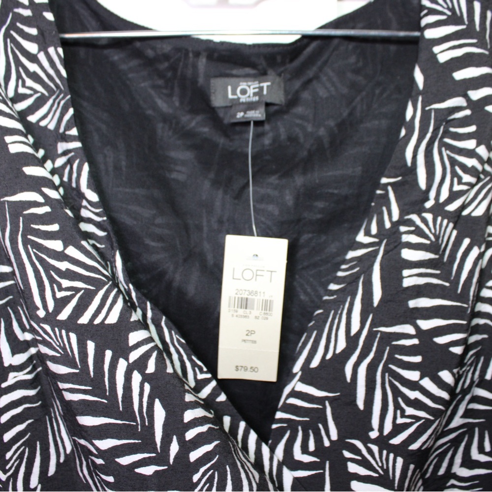 LOFT Black and White Sleeveless V-Neck Midi Sundress - Picture 2 of 13